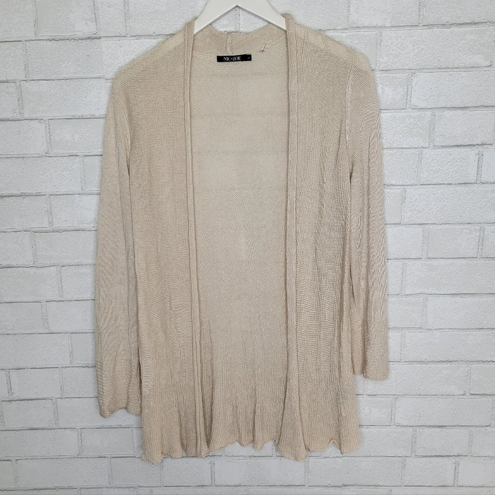 NIC+ZOE Beige Open Front Cardigan - Picture 1 of 4